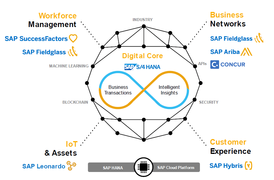 SAP S/4HANA at the centre of workforce management, business networks, customer experience and IoT & assets