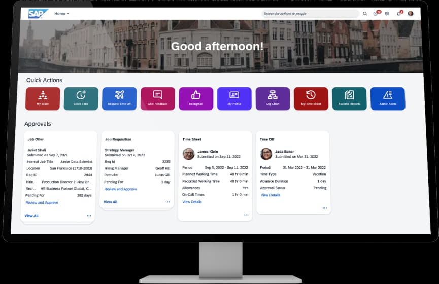 SAP SuccessFactors home screen